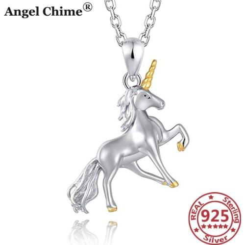 AC 925 Sterling Silver Unicorn Pendants Necklaces Silver 925 Jewelry Unisex Chains Womans Jewelry Graduation Gifts Girls Gifts