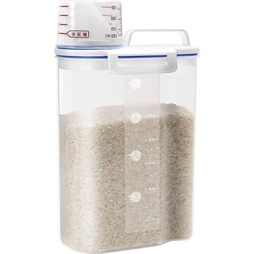 Rice Cereal Container Storage - Airtight Dry Food Rice Container Storage Plastic Small Rice Dispenser with Measuring Cup