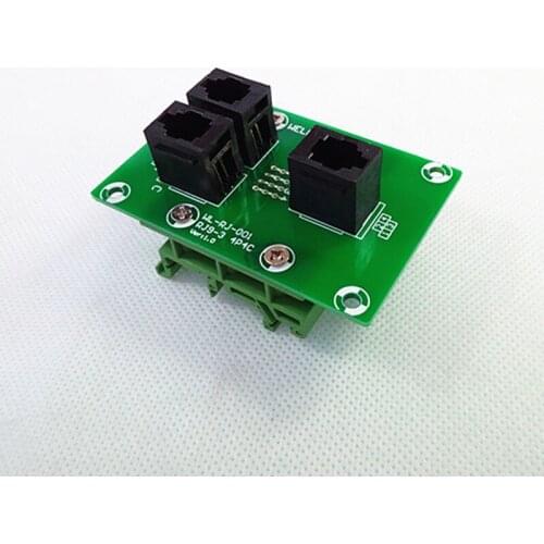 RJ9 4P4C Right Angle Jack 3-Way Buss Breakout Board, Terminal Block, Connector