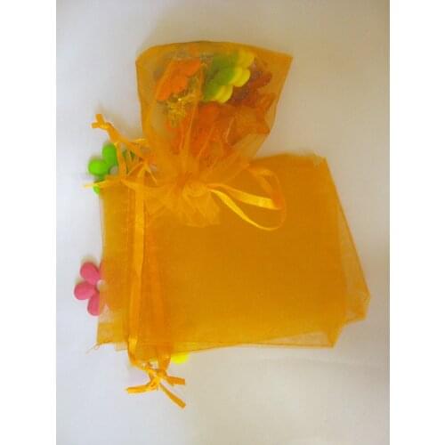 15x20cm 500pcs/lot Christmas Organza Bags Orange Drawstring Bag Pouch For Food/jewelry/candy Gift Bag Small Packaging Bags