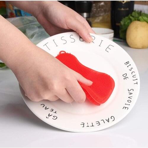 Silicone Dish Bowl Cleaning Brush Multifunction Scouring Pad Pot Pan Wash Brushes Kitchen Cleaner Washing Tool Kitchen Cleaner