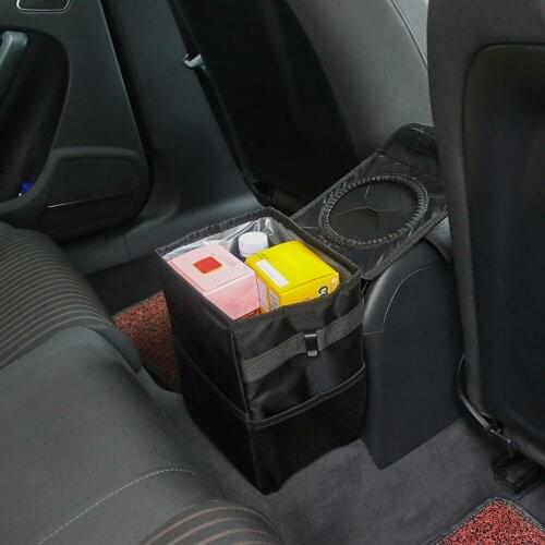 Foldable Car Bin Side Pocket Lid Trash bag Rubbish Hanging Litter Container Waterproof Storage Collection Holder With lid