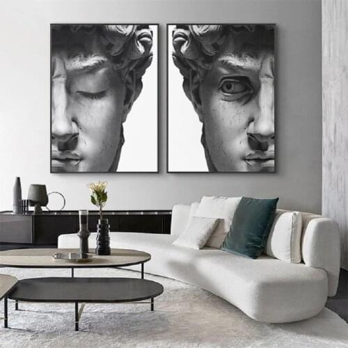 David Head Sculpture Canvas Posters And Prints Nordic Black And White Wall Art Canvas Paintings Pictures Room Home Decoration