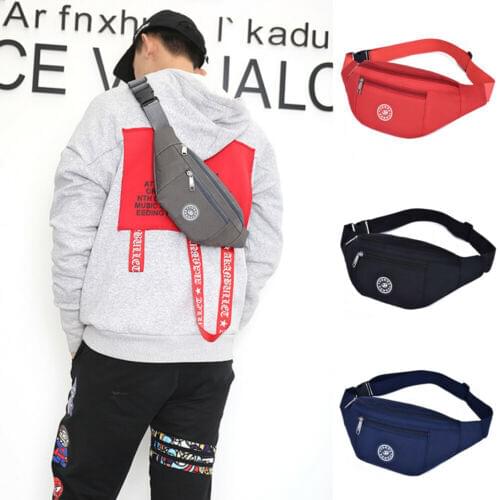 Men Women Waist Bum Bag Fanny Pack Unisex Simple Printed Money Pouch Wallet Zip Travel Hiking Chest Bag