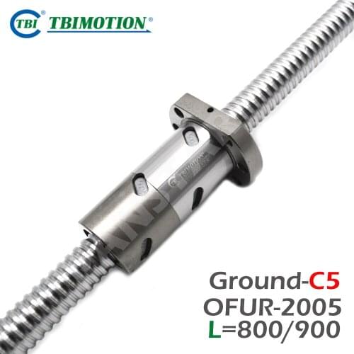 TBI C3 C5 2005 Ball screw 5mm lead with DFUR2005 OFUR2005 Ballnut CNC anti backlash 800 900mm Double nut High Precision CNC
