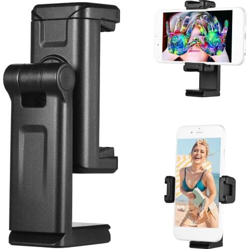 Universal Adjuatable Smartphone Clip Phone Clamp Bracket with 1/4 Inch Screw Hole Dual Cold Shoe Mount Photography Accessories