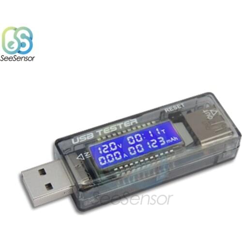 USB Tester DC Voltmeter Ammeter 4V~20V Current Volt Meter Charger Capacity Indicator Time Display Mobile Battery Power Detector