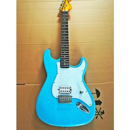 High quality FDST-1070 blue color solid body with white pickguard rosewood fretboard electric guitar, Free shipping
