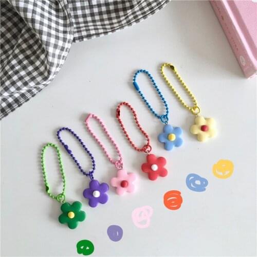 Ins Colorful Soft Flower Key Chain Student Pencil Case Airpods Handbag Creative Decorative Pendant Accessories Key Management