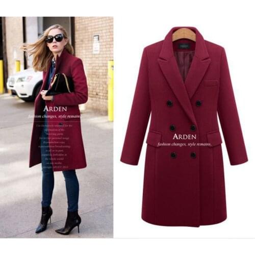 2021 New Autumn Winter Coat Women Casual Wool Solid Female Jacket Blazers Elegant Double Breasted Long Coat Ladies Plus Size 5XL