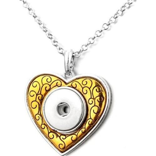 Snap Gold Love 18mm Snap Button Jewelry Snap Button snaps Necklace & Pendants 60cm Chain ginger Charm