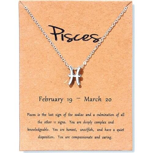 12 Constellation Pisces Gemini Libra Message Card Jewelry Pendant Necklace Necklaces For Women Birthday Gift