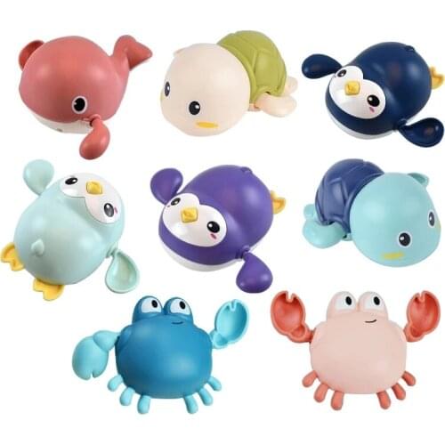 2021 Kid Bath Toys Summer Clockwork Beach Toy WhaleTortoise Penguin Crab Baby Swim Wind-Up Chain Play Water Toy for Children Boy