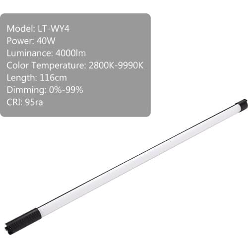 40W Handheld LED Video Tube Light Photography Fill-in Light Lamp 2800K-9990K Bi-color 116cm Battery +Power Adapter 2pcs Brackets