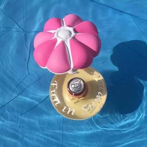 43x22CM Double Color Red And Blue Small Umbrella Inflated Cup Seat Holder Float Mini Drink Pool Outdoor Swimming Beach