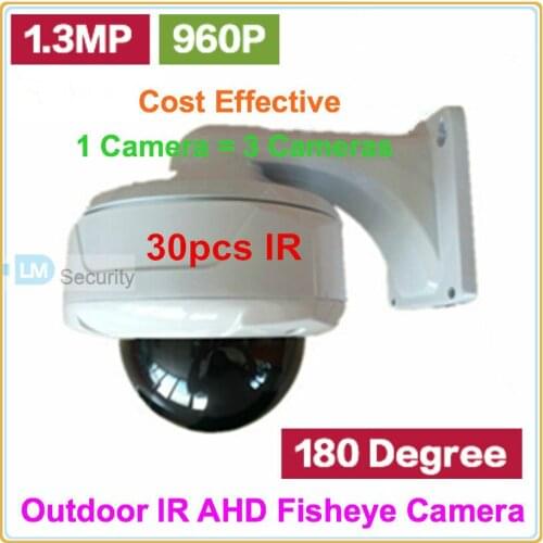 960P 1.3MP Panorama 180 Degree Wide Angle Outdoor Water-proof IR AHD Vandalproof Dome Fisheye security Camera with 30pcs IR leds
