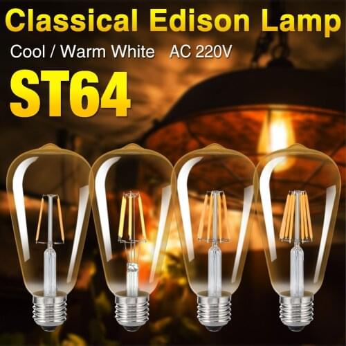 Antique ST64 LED E27 Bulb Retro Lamp Bombillas LED Bulb Edison Light Filament LED Bulb 220V 4W 8W 12W 16W Light E27 Glass Gold