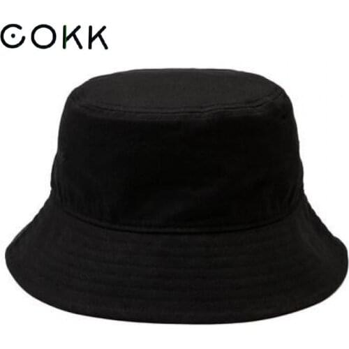 COKK Spring Summer Foldable Bucket Hat Men Women Outdoor Sunscreen Cotton Fishing Cap Men Basin Chapeau Sun Hats Hip Hop