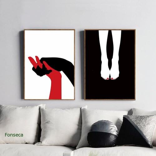 Nordic Style Home Decor HD Printed Canvas Painting Abstract Hands And Feet Wall Art Modular Poster For Bedside Background