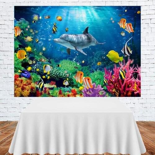 Undersea World Shark Coral Fish Baby Cartoon Background Childrens Birthday Party Room Decoration Photography Studio Backdrop