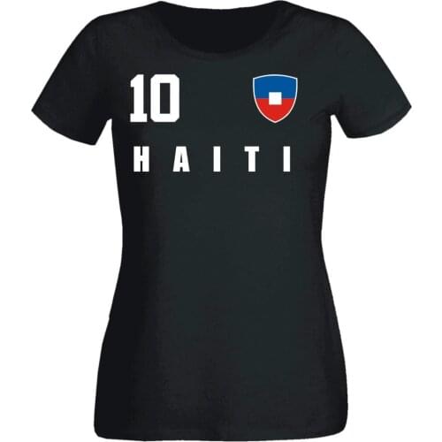 Haiti Damen T-Shirt Schwarz Trikot Team Nr All 10 Fubball Sporter 2019 Footballer Soccers 2019 Newest Letter Print Short Sleeve