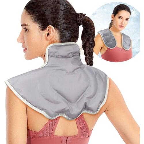 Hot & Cold Gel Ice Pack Wrap for Neck Shoulder Swelling, Injuries, Grey