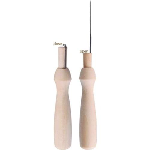 Needles Awl Craft DIY Tools With Solid Wood Handle Sewing Tool With Fine Needle for Wool Felting AUG889