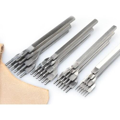 3/4/5/6mm 1/2/4/6 prong Diamond Hole Stitching Punch Leather Tool White Steel