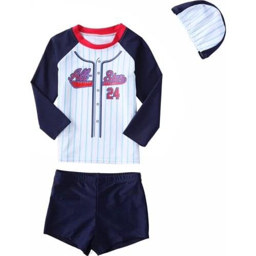 Vivo-biniya Set of 3 Rash Guard for Boys Girls Swim Suit UV UPF50+ Sun Screen Beach Shirt Long Sleeve Swimming Cap Swimsuit Kids