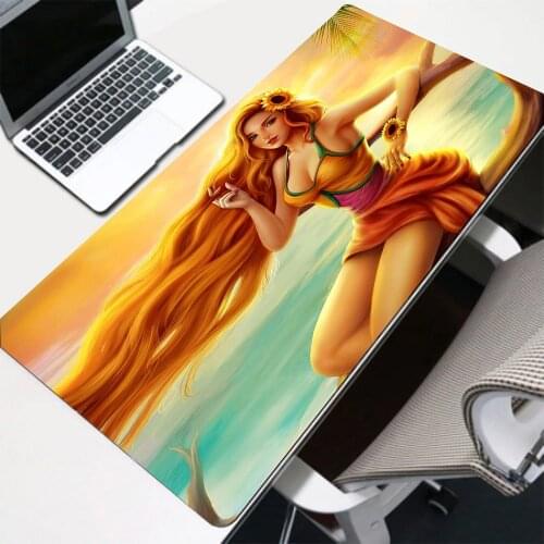 Anime Girl Yellow Hair Mouse Pad Rgb Rubber Office Notebook Keyboard Table Mat Xxl Gamer Accessories Mousepad Game Carpet Led