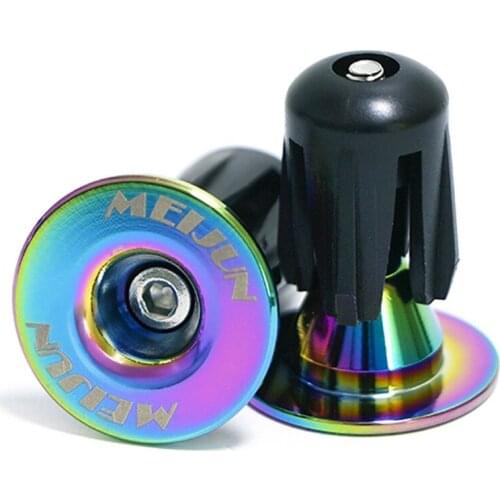 MEIJUN Aluminum Alloy Colorful MTB Road Bike Cycling Handlebar Grips End Plug Rainbow Bicycle Handle Grip Bar End Stoppers