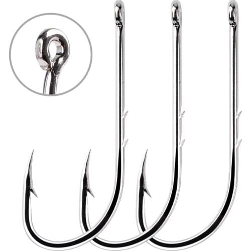 Long Shank Hooks For Fishing 100pcs 1/0#-6/0# High Carbon Steel Sharp Barbed Offset Narrow Bait Hook Fishing Tackle Accessories
