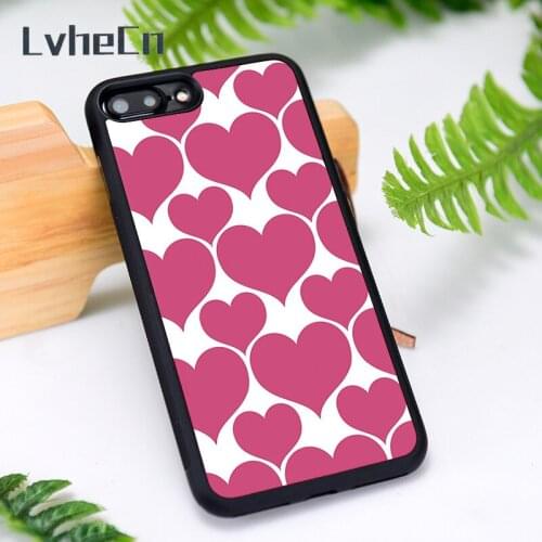LvheCn Silicone Rubber Phone Case Cover for iPhone 6 6S 7 8 Plus X XS XR 11 12 Mini Pro Max Pink Hearts