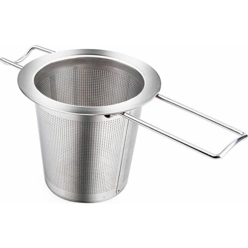 Stainless Steel Metal Cup Strainer Mesh Tea Infuser Loose Leaf Filter With Lid