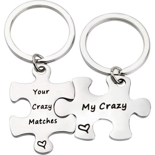 Your Crazy Matches My Crazy Couples Keychain Set / Puzzle Piece Set / Puzzle Pieces / Nerd Inspired Couples Lovers Set Gifts
