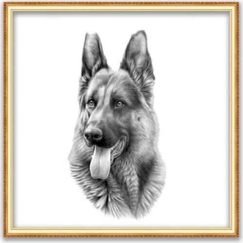 Animal German Shepherd DIY Cross Stitch 11CT Embroidery Kits Craft Needlework Set Cotton Thread Printed Canvas Home Decoration