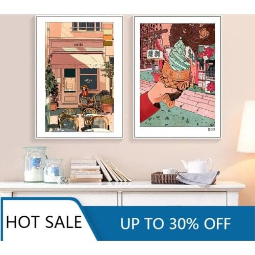 Cartoon Japanese Anime Wall Art Canvas Painting Ramen Picture Ice Cream Poster and Prints Gallery Home Kids Toy Room Decor