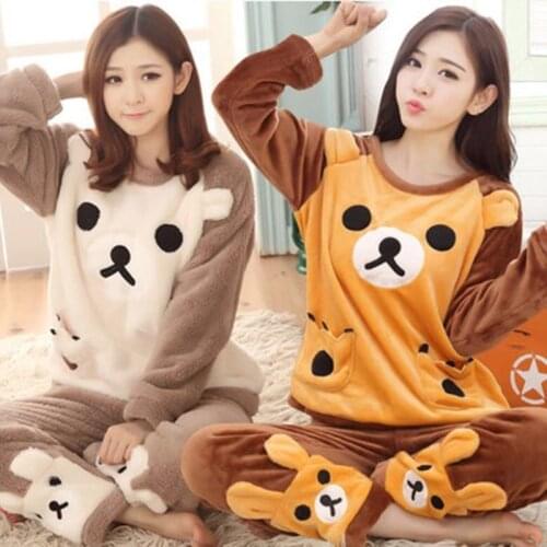 New Autumn Winter Flannel Women Pajama Sets Thick Warm Coral Animal Female cartoon Pijama nightgown Plus size Pyjamas Sui