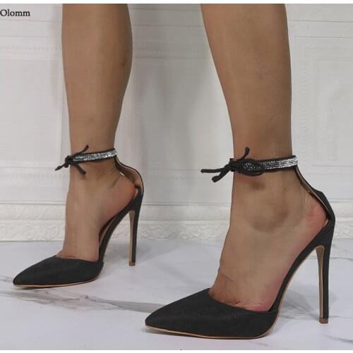 Olomm New Fashion Handmade Women Summer Sandals Satin Stiletto Heel Pointed Toe Gorgeous 10 Colors Wedding Party Shoes Size 5-15