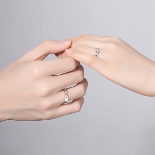 1 Pair Love Heart-shaped Couple Rings Women Men Engagement Wedding Bands Jewelry New