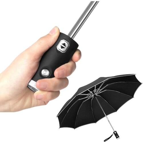 Inverted Umbrella/Travel Portable Windproof Folding Umbrella,10Ribs Auto Open/Close Umbrella Reflective LED for Night Safety