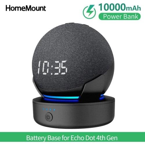 HomeMount 10000mAh Battery Stand Base Compatible with Echo Dot 4th Generation Smart Speaker Portable Power Bank Holder Charger