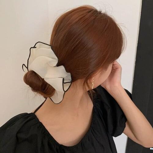 New Big Small White Chiffon Hair Rope Shining Hair Scrunchies Hair Ring Ties Rubber band Rubber Band Ponytail Hair Accessories