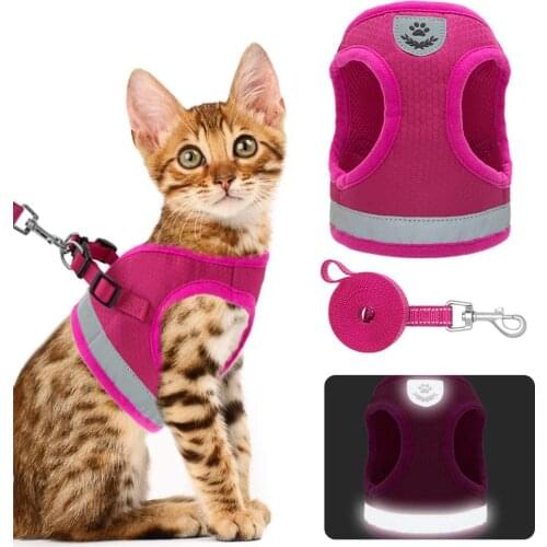 Cat Harness and Leash Set for Walking Cat and Small Dog Harness Soft Mesh Harness Adjustable Cat Harness with Reflective Strap