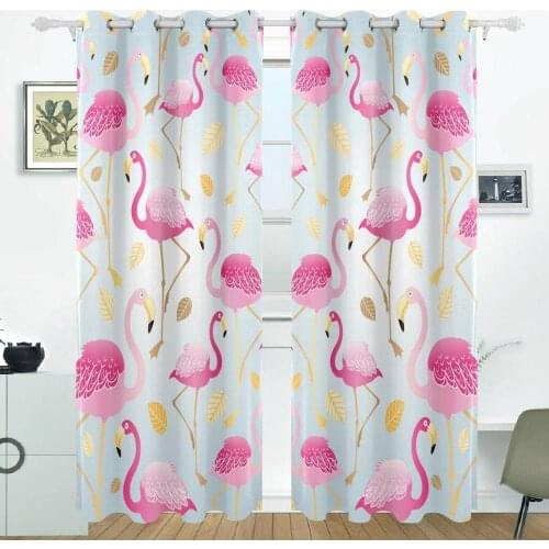 Flamingo Curtains Drapes Panels Darkening Blackout Grommet Room Divider for Patio Window Sliding Glass Door 55x84 Inches