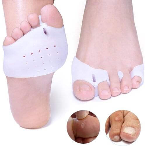 2pcs Silicone Gel Toe Separator Forefoot Pads Spreader for Bunion Corrector Overlapping Ball of Foot Cushions Foot Care Tool