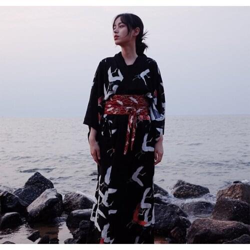 Japanese Kimono Traditional Dress Yukata Female Geisha Costume Haori Obi Traditional Japanese Kimonos Cosplay Clothing TA2140