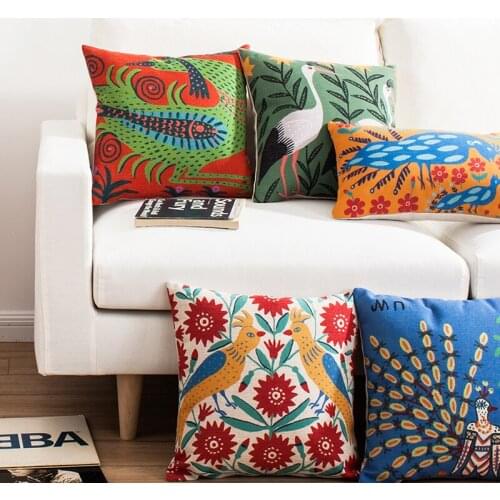 Ukraine Home Decorative Linen Cushion Cover Abstract Animal Flowers pattern 3879 Pillow Case Sofa Chair Waist Pillow cover