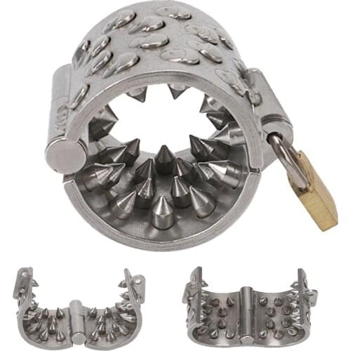 Stainless Steel Scrotum Testicle Stimulation Lock Male Chastity Sex Toys For Men 4 Rows Teeth Cock Lock Penis Ring Pendant