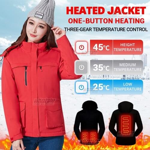 Winter Heated Jacket Mens Womens Heated Vest USB Coat Thermal Clothing Warm Jacket Nature Fishing Windbreaker Hiking Hunting